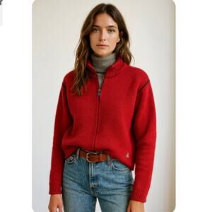 SCHÖFFEL Red Wool Blend Quarter Zip Pull Over Sweater Gorpcore Medium